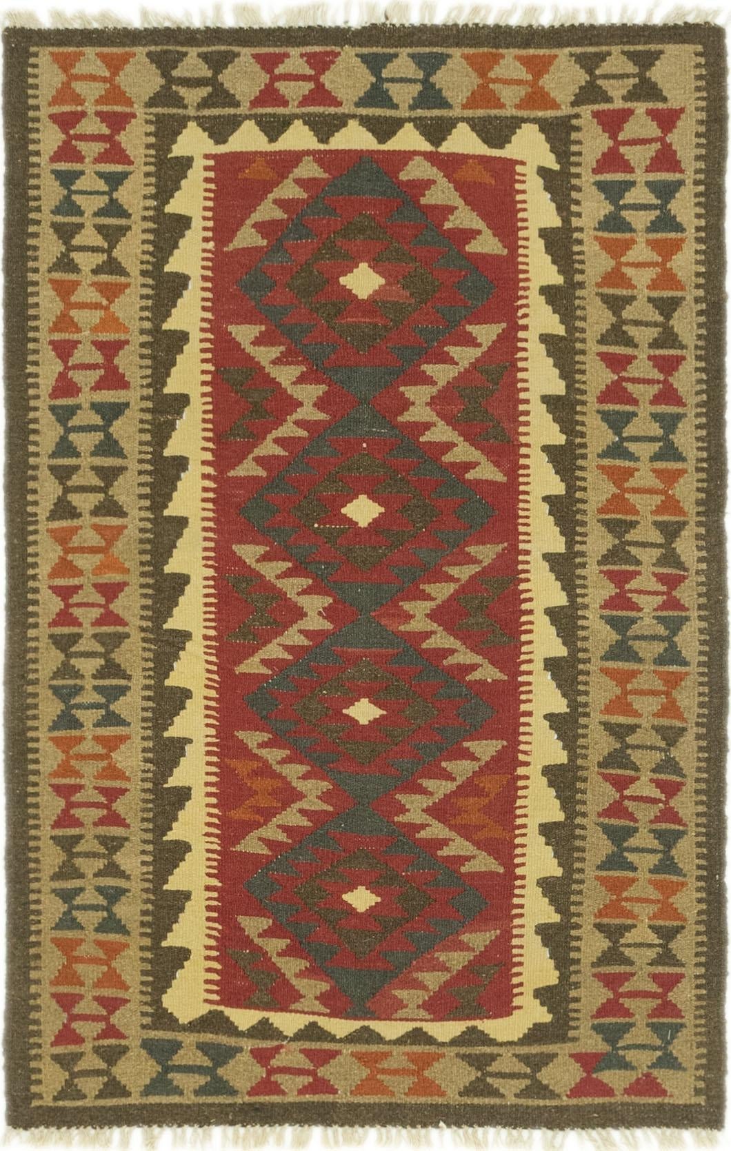 3' 3 x 4' 10 Hand Woven Kilim Maymana Wool Rug