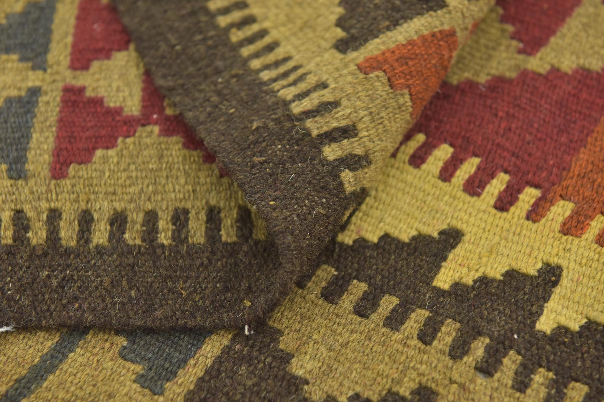 3' 4 x 4' 8 Hand Woven Kilim Maymana Wool Rug
