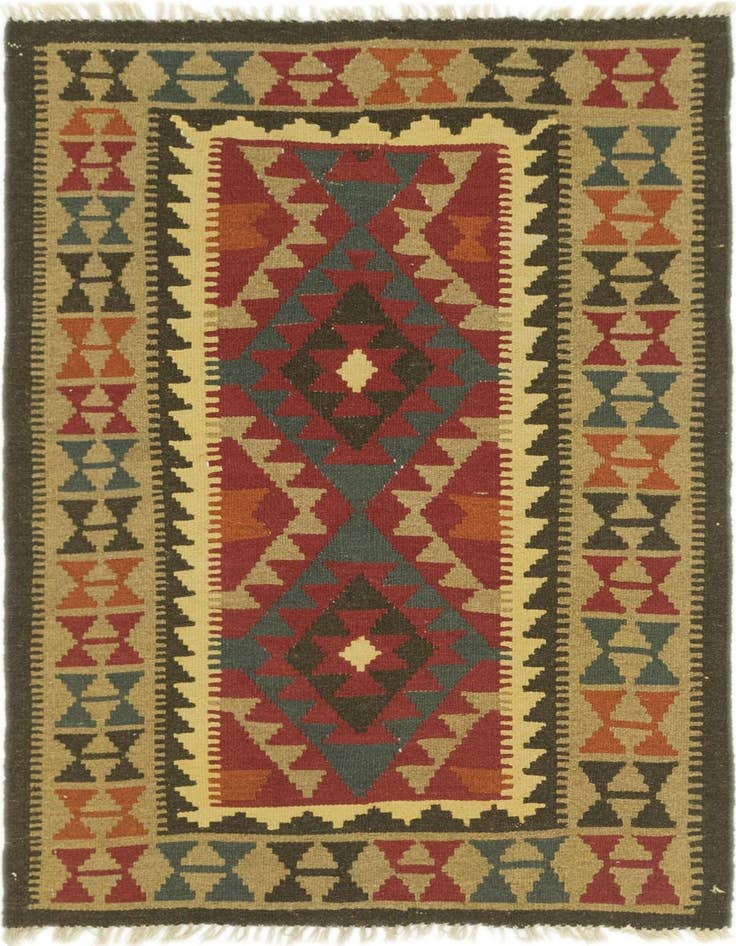 Detail image of 3' 4 x 4' 8 Hand Woven Kilim Maymana Wool Rug