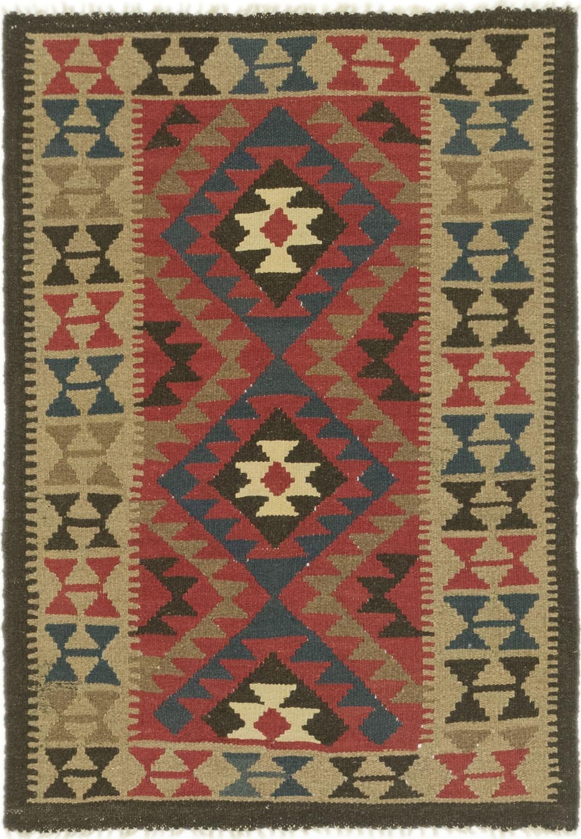3' 6 x 4' 10 Hand Woven Kilim Maymana Wool Rug