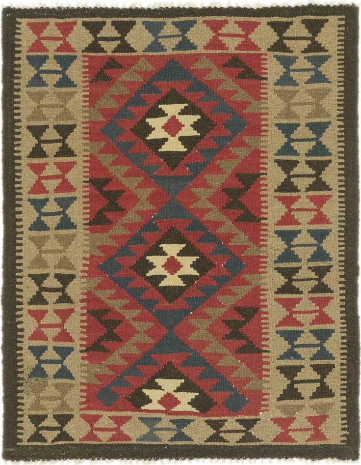 Detail image of 3' 6 x 4' 10 Hand Woven Kilim Maymana Wool Rug