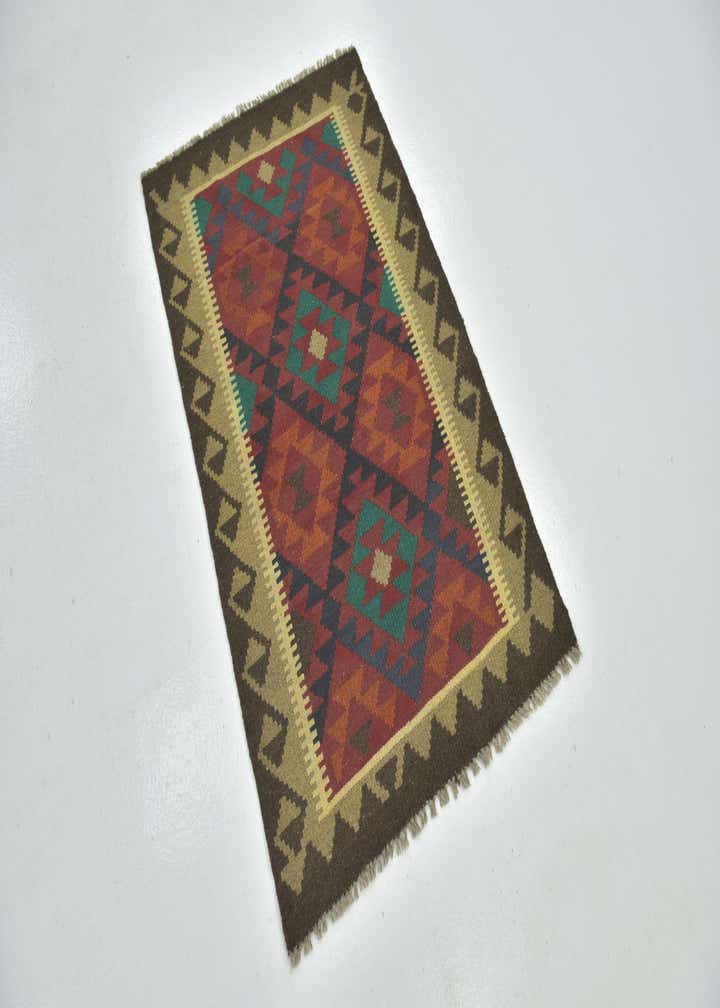 2' 9 x 4' 4 Hand Woven Kilim Maymana Wool Rug