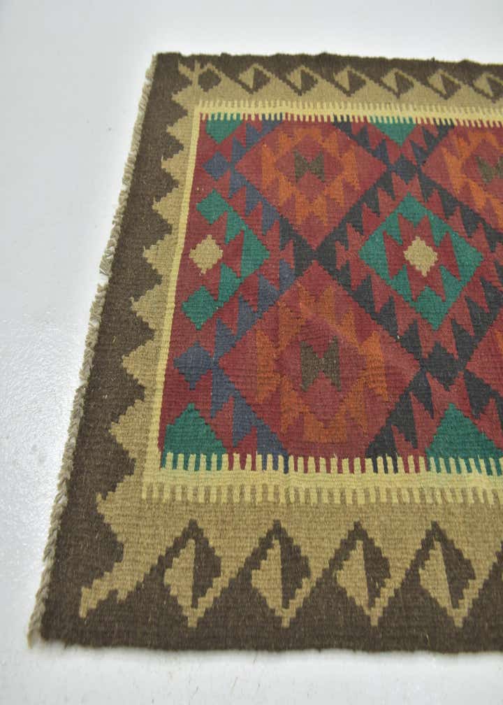 2' 9 x 4' 4 Hand Woven Kilim Maymana Wool Rug