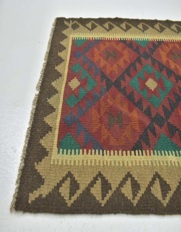 Detail image of 2' 9 x 4' 4 Hand Woven Kilim Maymana Wool Rug