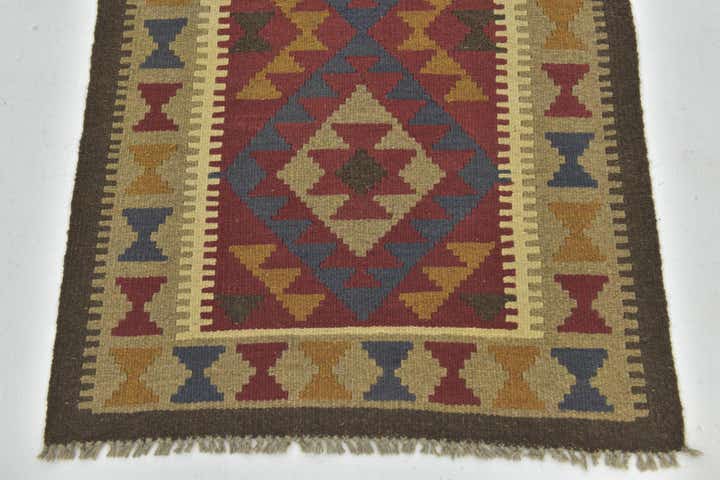 2' 8 x 4' 2 Hand Woven Kilim Maymana Wool Rug