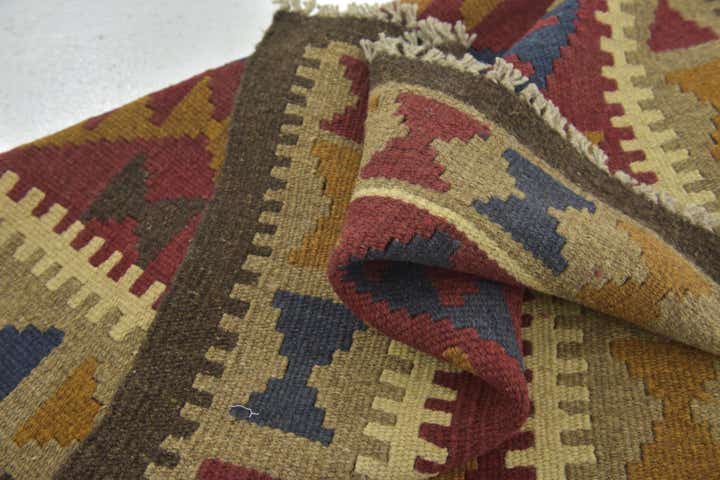2' 8 x 4' 2 Hand Woven Kilim Maymana Wool Rug
