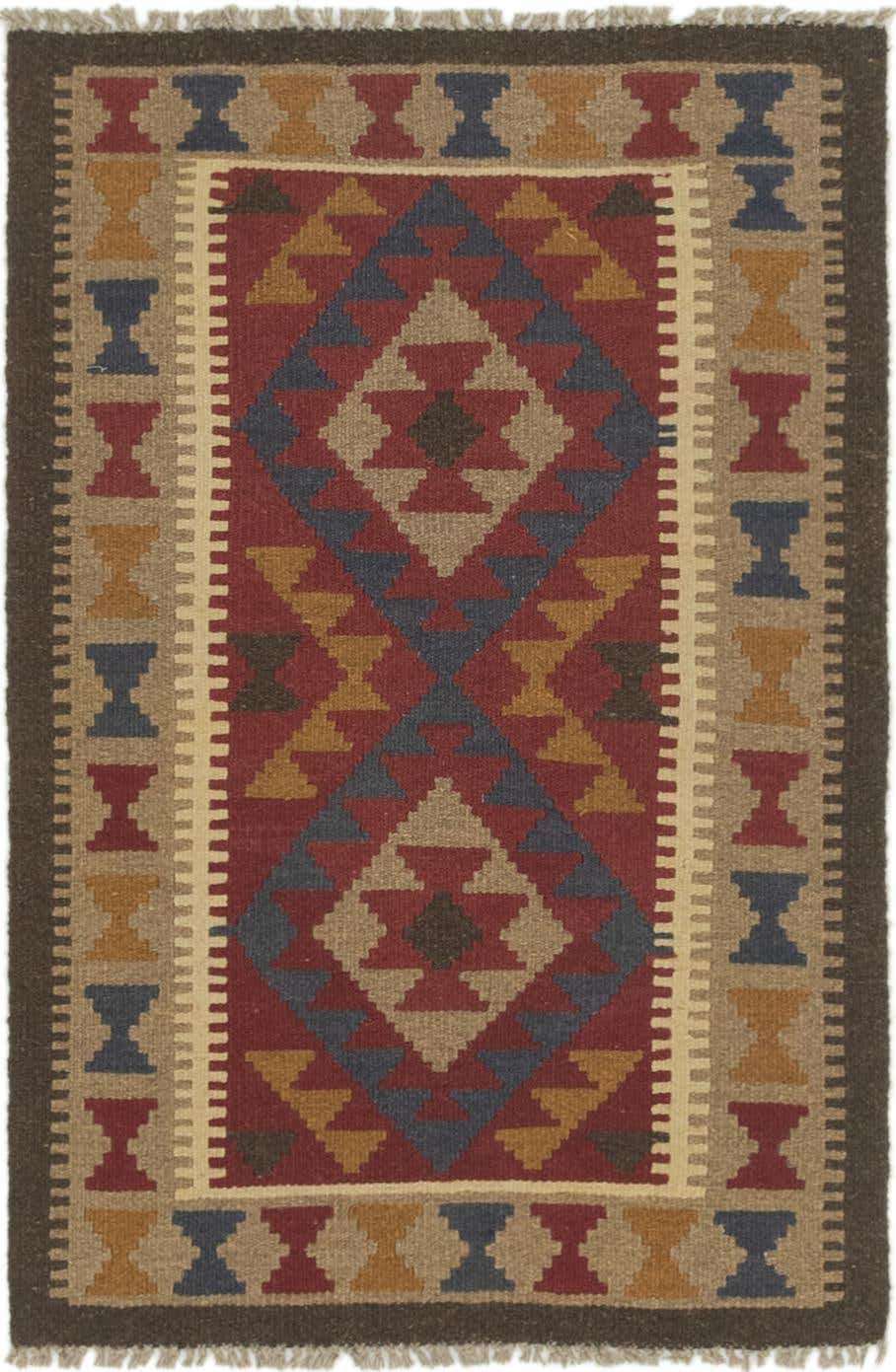2' 8 x 4' 2 Hand Woven Kilim Maymana Wool Rug