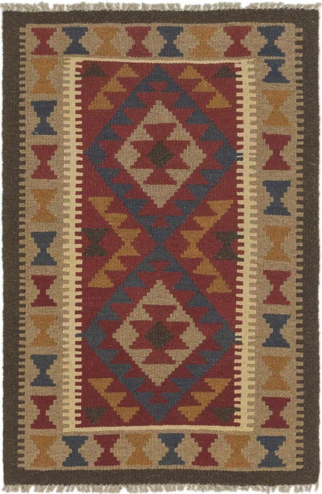 2' 8 x 4' 2 Hand Woven Kilim Maymana Wool Rug