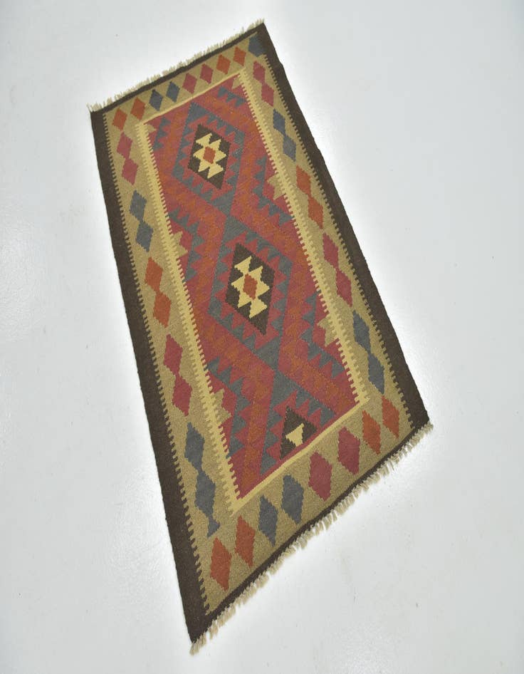 Detail image of 3' 2 x 4' 8  Hand Woven Kilim Maymana Wool Rug