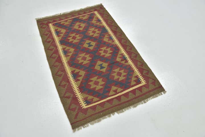 2' 9 x 4' 3 Hand Woven Kilim Maymana Wool Rug
