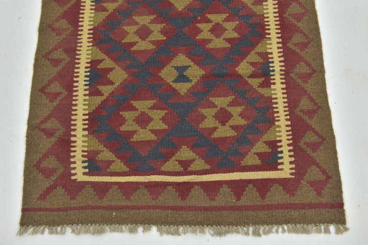 2' 9 x 4' 3 Hand Woven Kilim Maymana Wool Rug