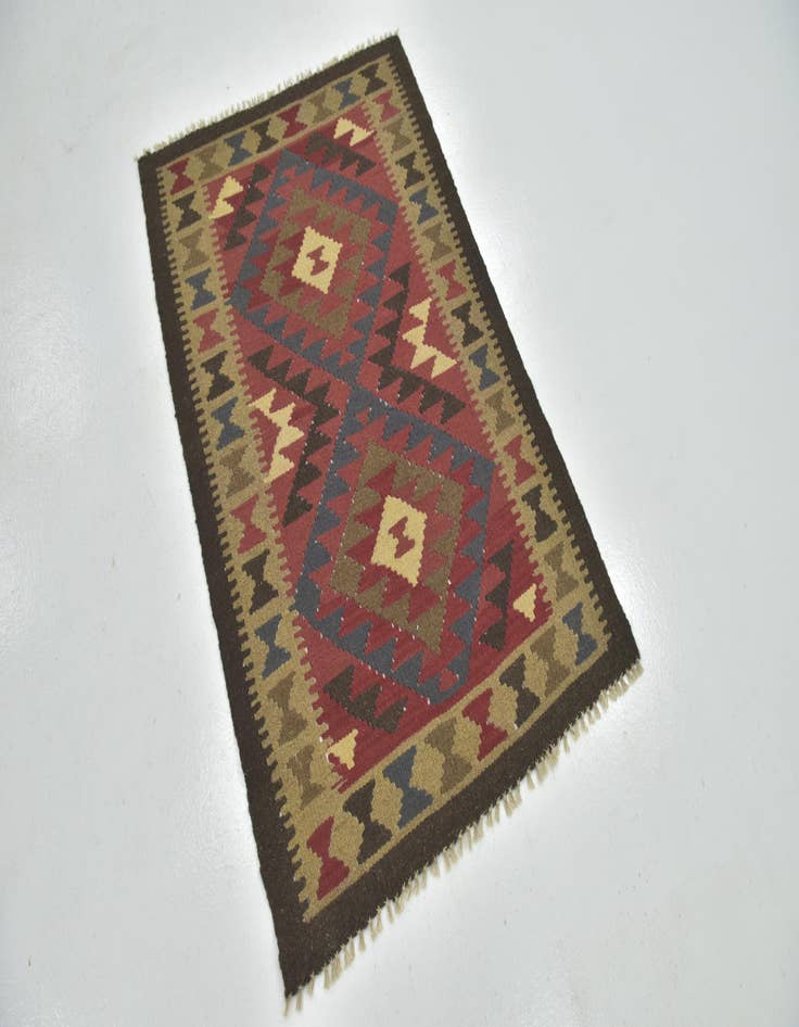 Detail image of 3' 3 x 4' 10 Hand Woven Kilim Maymana Wool Rug