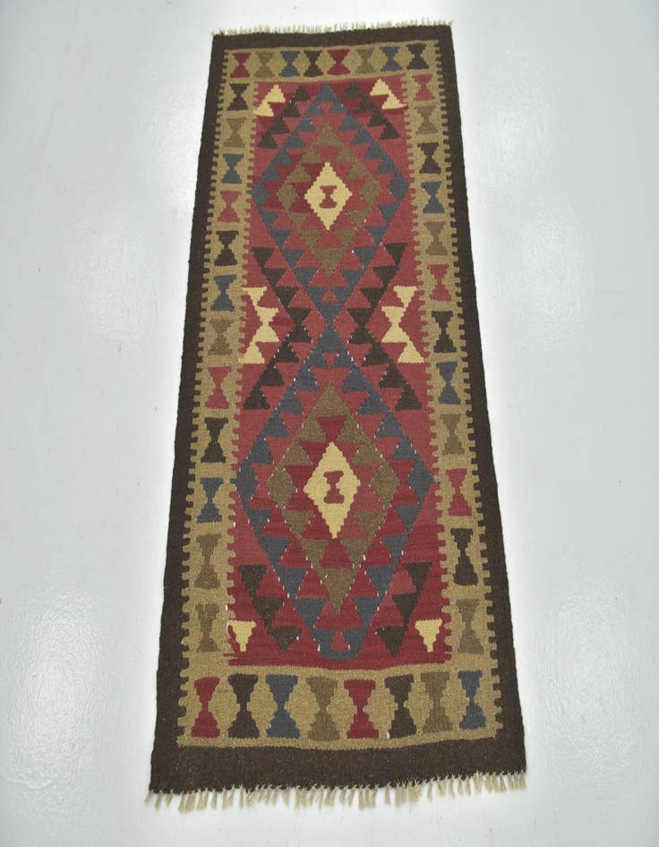 Detail image of 3' 3 x 4' 10 Hand Woven Kilim Maymana Wool Rug