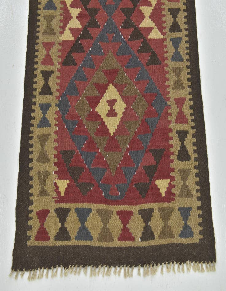 Detail image of 3' 3 x 4' 10 Hand Woven Kilim Maymana Wool Rug