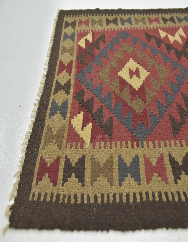 Detail image of 3' 3 x 4' 10 Hand Woven Kilim Maymana Wool Rug