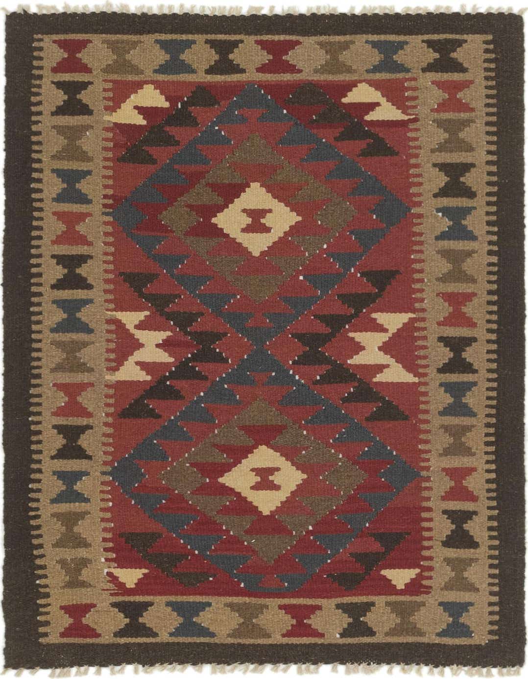 3' 3 x 4' 10 Hand Woven Kilim Maymana Wool Rug