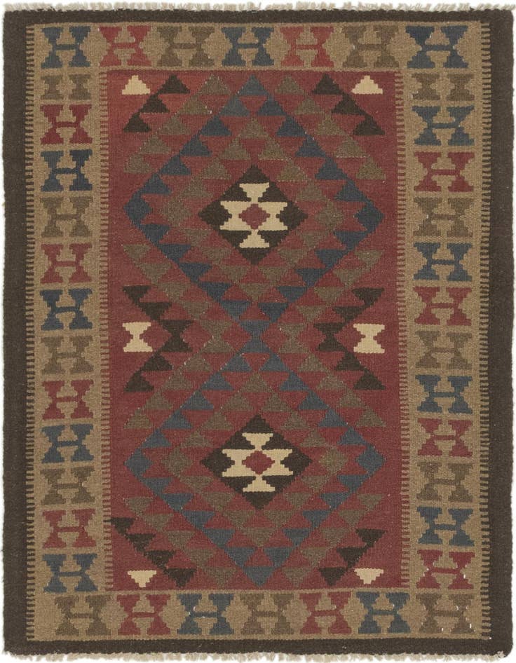 Detail image of 3' 6 x 4' 8 Hand Woven Kilim Maymana Wool Rug