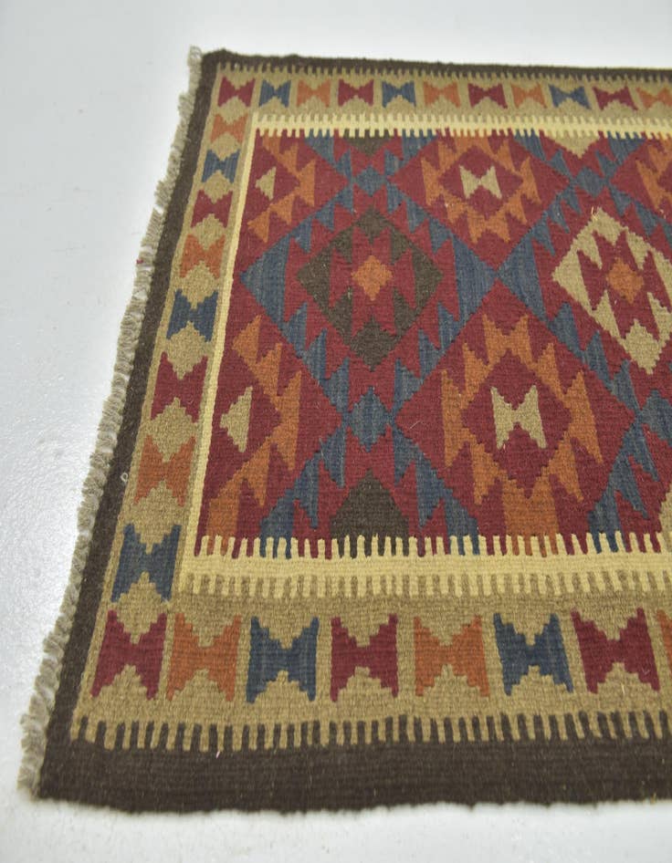 Detail image of 2' 9 x 4' 5  Hand Woven Kilim Maymana Wool Rug