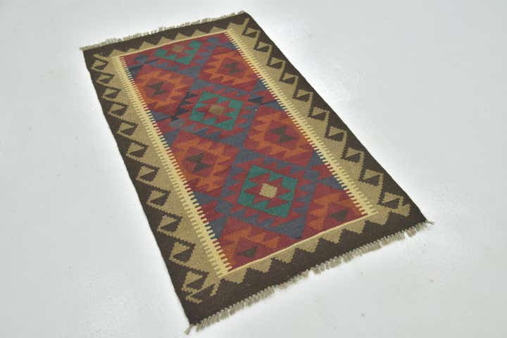 2' 7 x 4' 4 Hand Woven Kilim Maymana Wool Rug