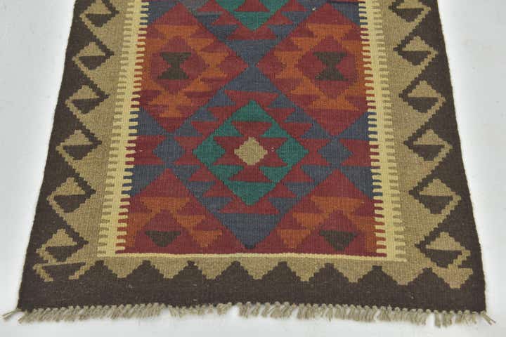 2' 7 x 4' 4 Hand Woven Kilim Maymana Wool Rug