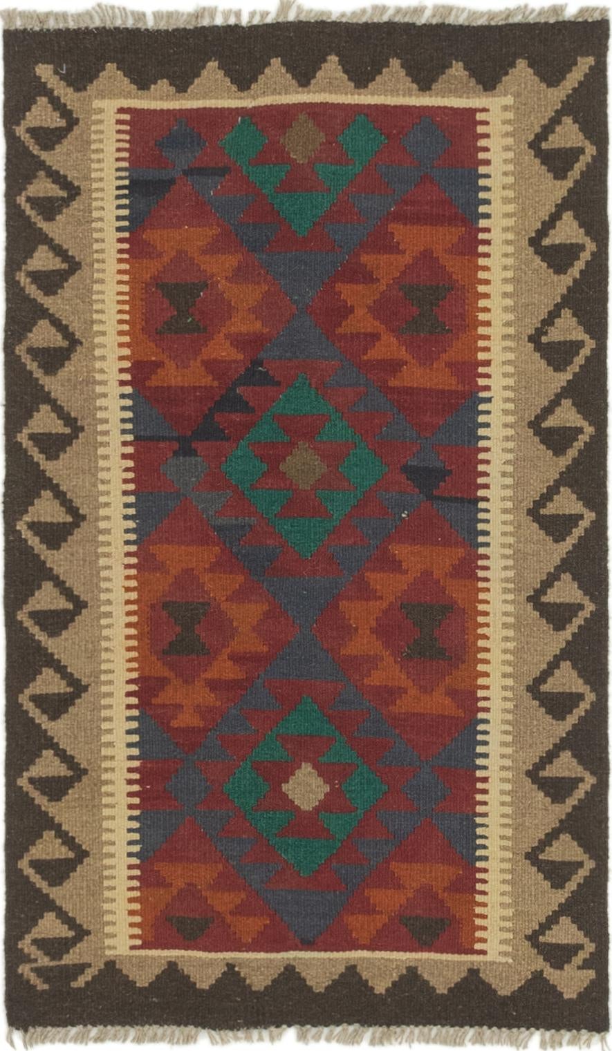 2' 7 x 4' 4 Hand Woven Kilim Maymana Wool Rug