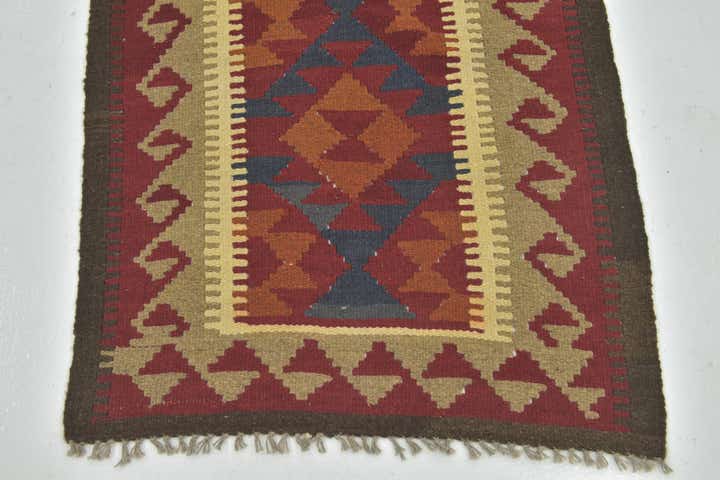 2' 9 x 4' Hand Woven Kilim Maymana Wool Rug