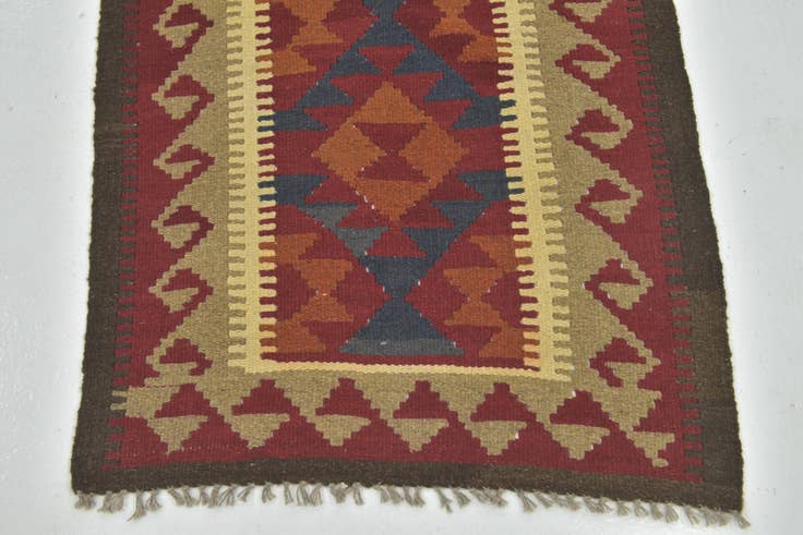 Detail image of 2' 9 x 4' Hand Woven Kilim Maymana Wool Rug