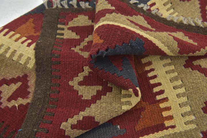 2' 9 x 4' Hand Woven Kilim Maymana Wool Rug