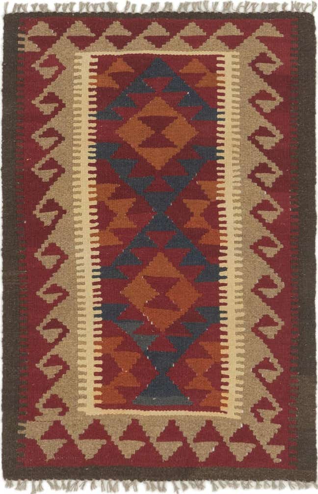 2' 9 x 4' Hand Woven Kilim Maymana Wool Rug