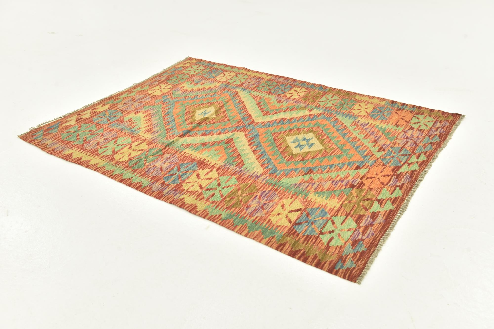 110cm x 150cm Tejido a mano Kilim Maymana Alfombra Lana