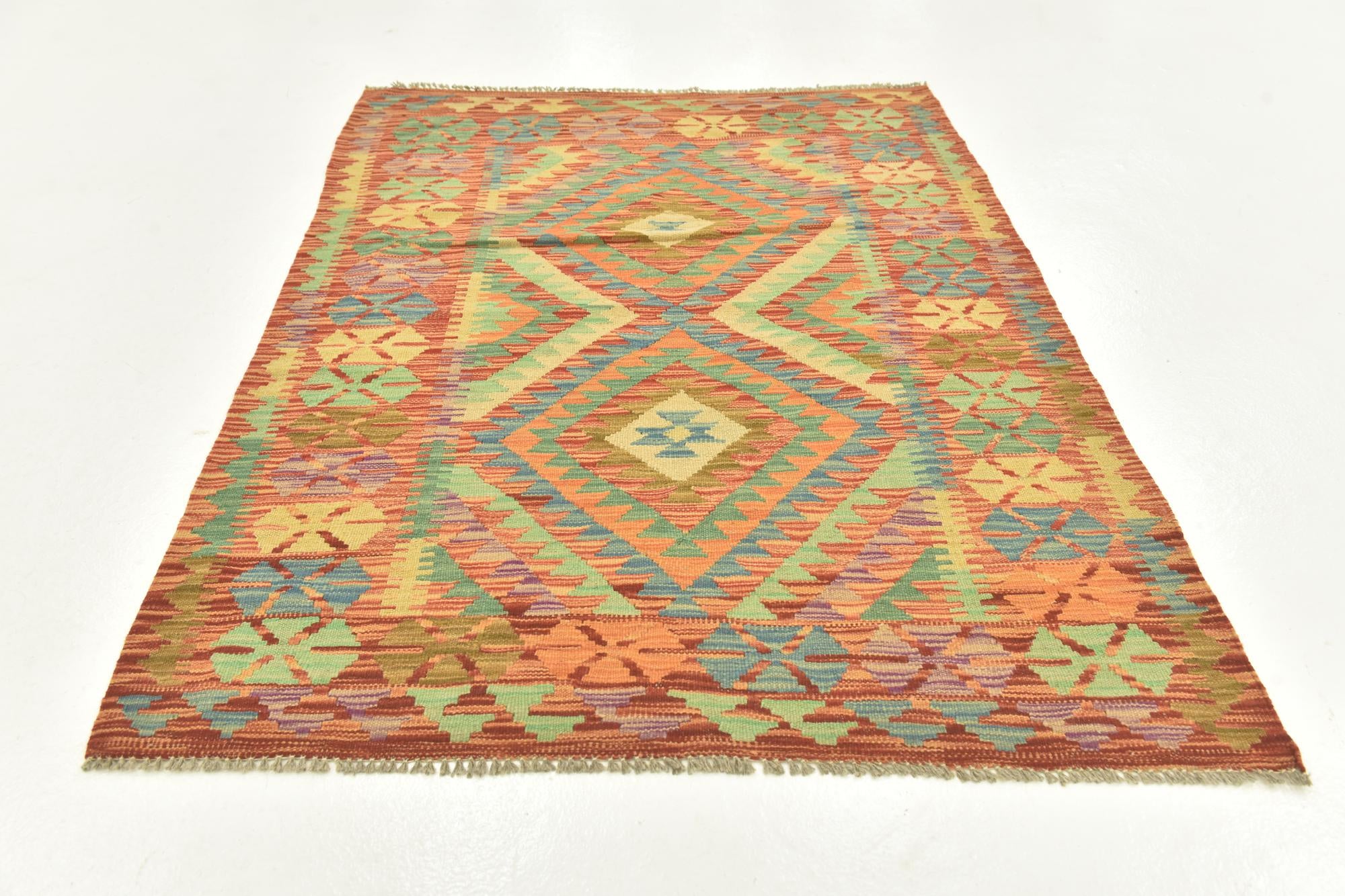110cm x 150cm Tejido a mano Kilim Maymana Alfombra Lana