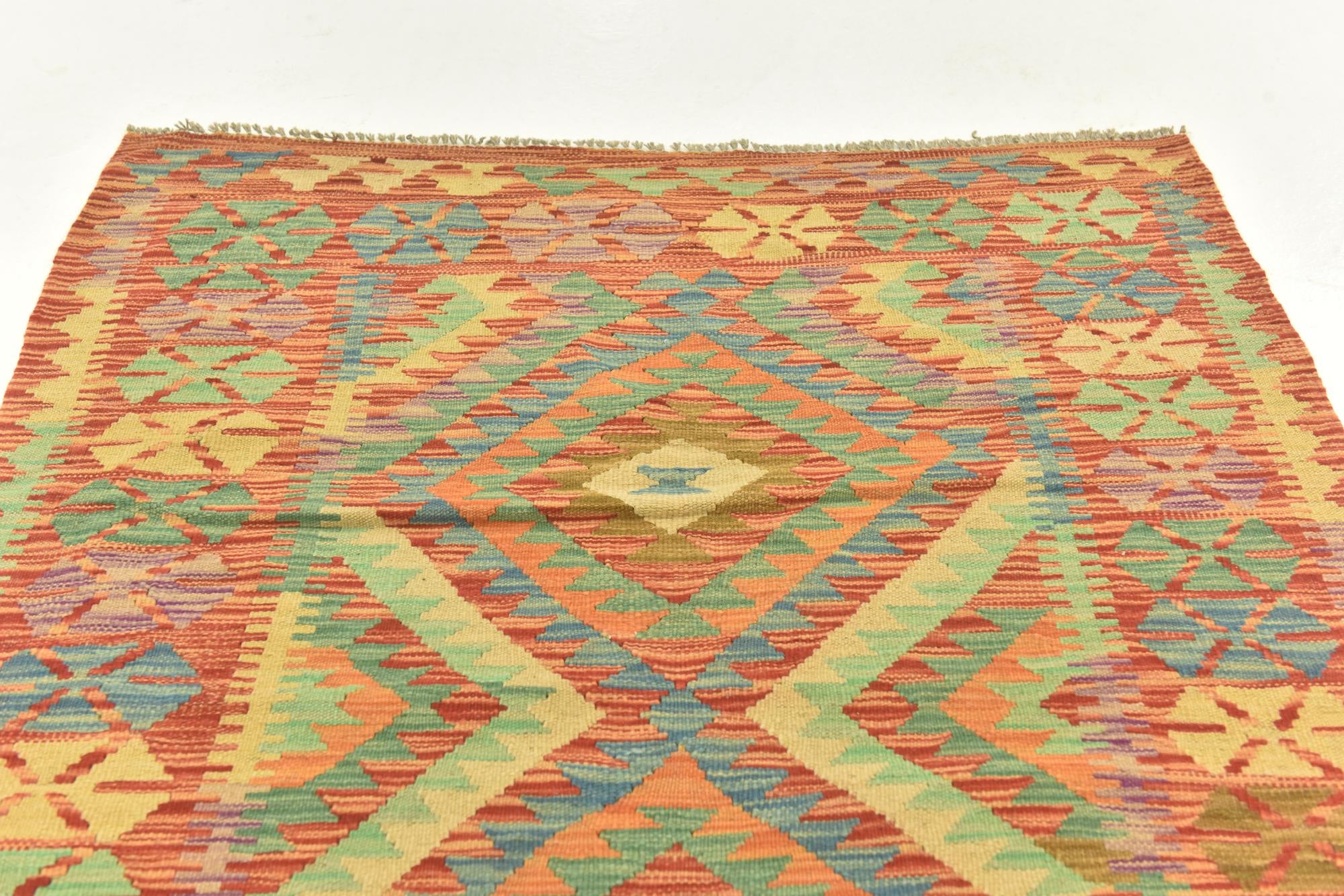 110cm x 150cm Tejido a mano Kilim Maymana Alfombra Lana