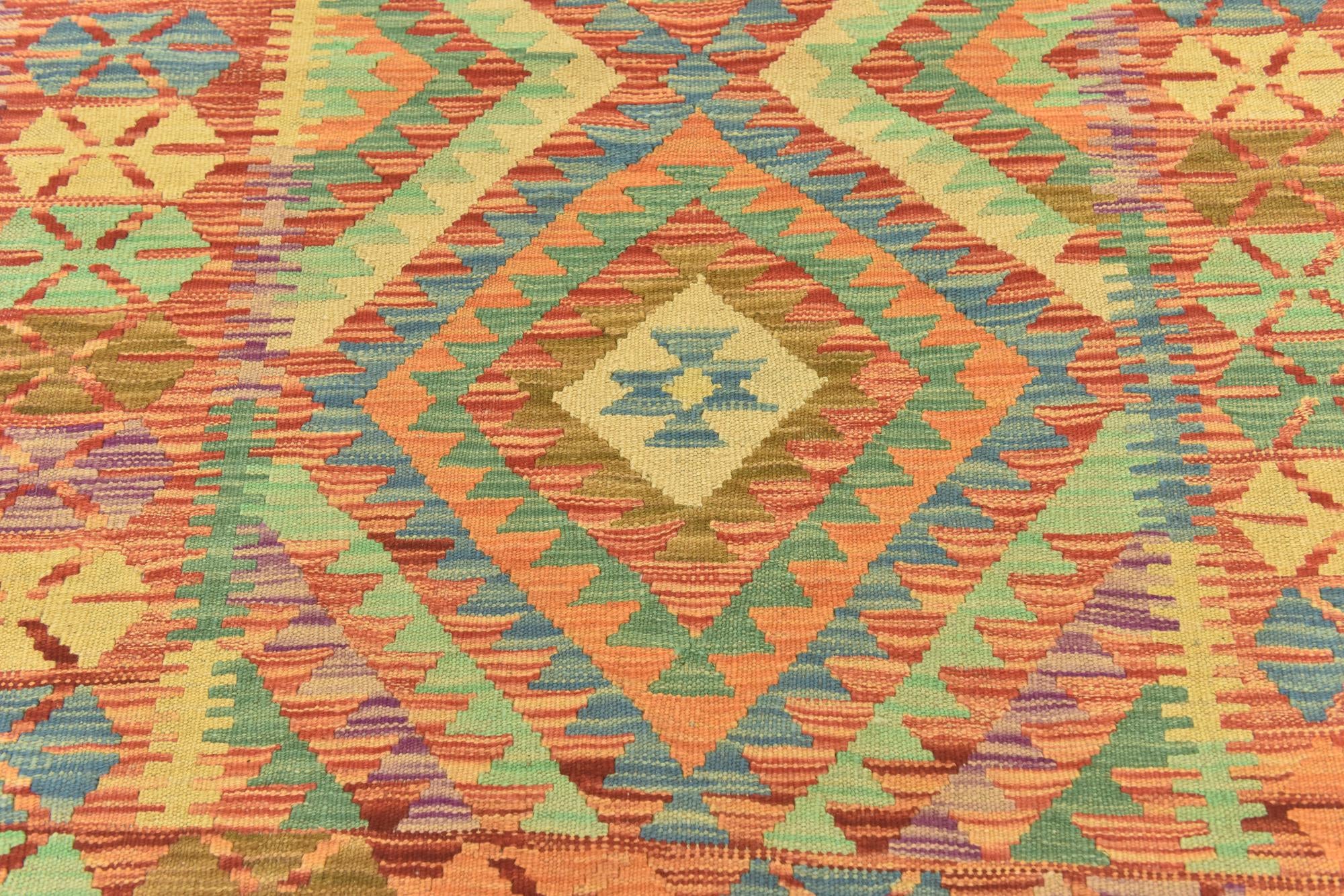 110cm x 150cm Tejido a mano Kilim Maymana Alfombra Lana