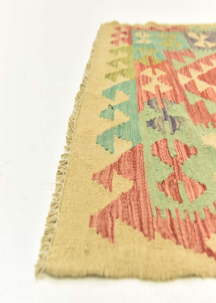 3' 2 x 4' 9 Hand Woven Kilim Maymana Wool Rug