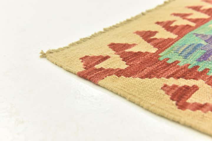 3' 2 x 4' 10 Hand Woven Kilim Maymana Wool Rug