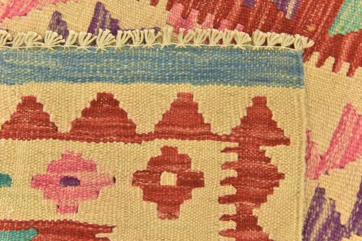 3' 4 x 4' 10 Hand Woven Kilim Maymana Wool Rug