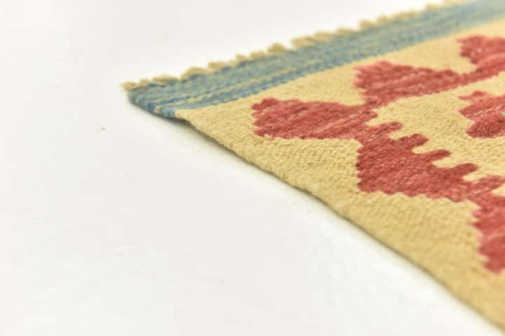 3' 4 x 4' 10 Hand Woven Kilim Maymana Wool Rug