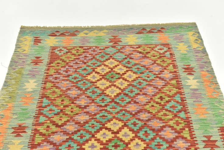 Detail image of 3' 6 x 5' 1 Hand Woven Kilim Maymana Wool Rug