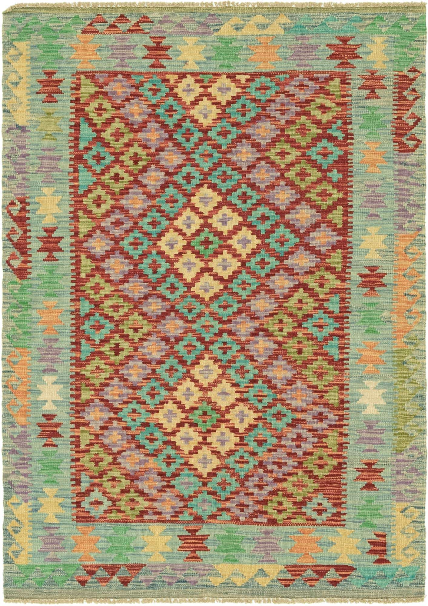 3' 6 x 5' 1 Hand Woven Kilim Maymana Wool Rug