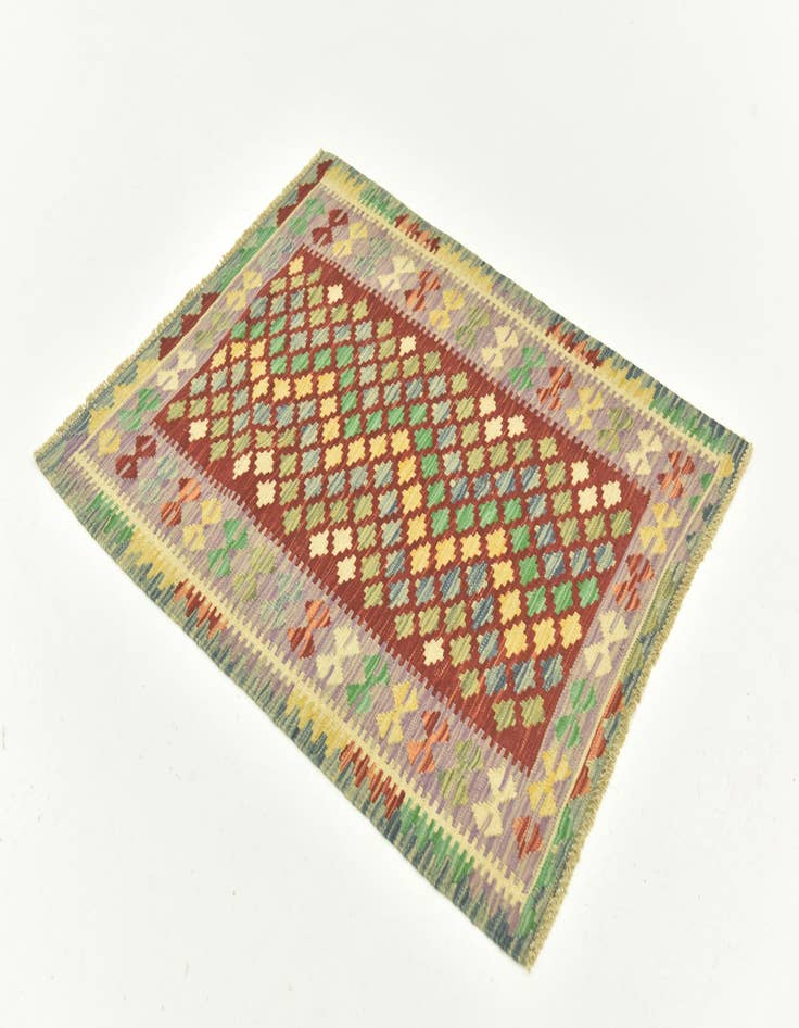 Detail image of 3' x 3' 10 Hand Woven Kilim Maymana Wool Rug