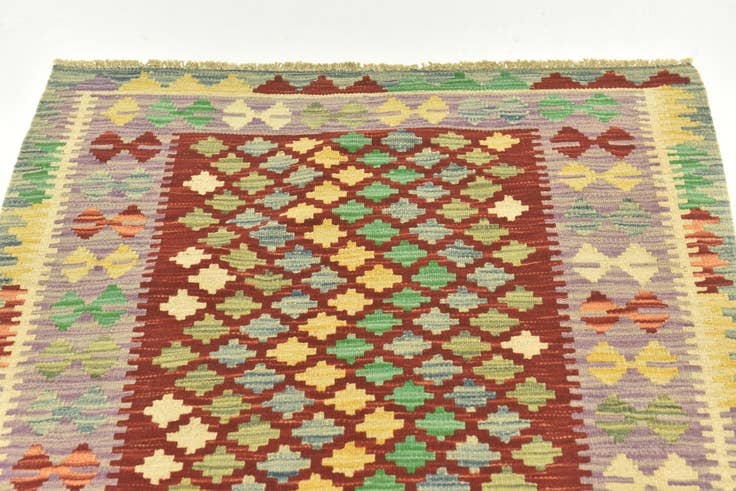 Detail image of 3' x 3' 10 Hand Woven Kilim Maymana Wool Rug
