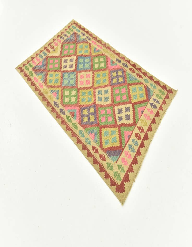 Detail image of 3' 6 x 5' 2  Hand Woven Kilim Maymana Wool Rug