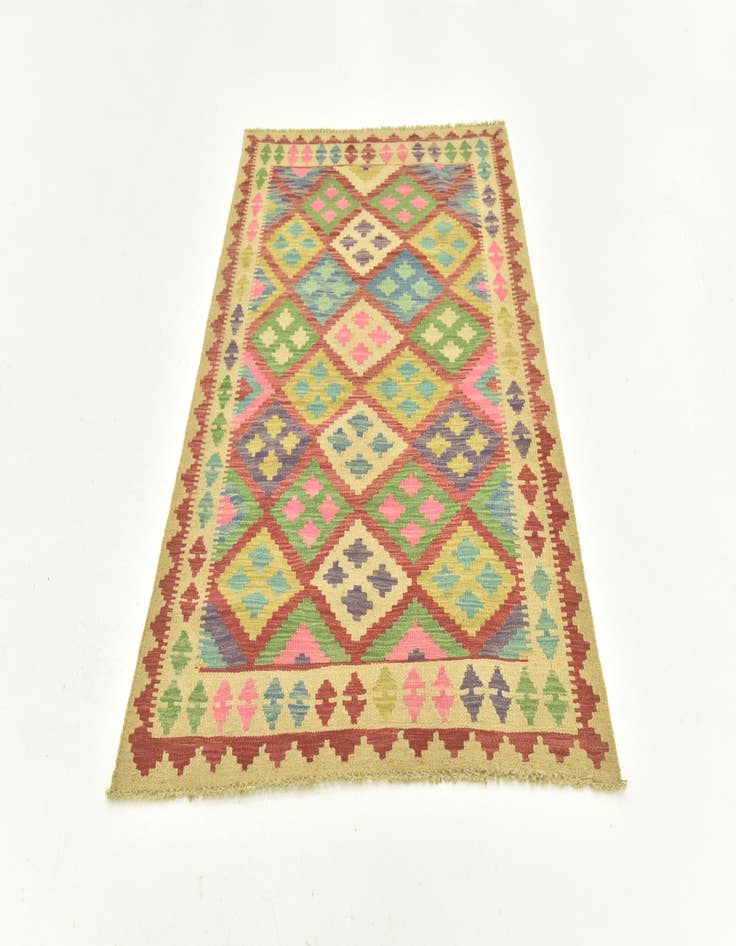 Detail image of 3' 6 x 5' 2  Hand Woven Kilim Maymana Wool Rug