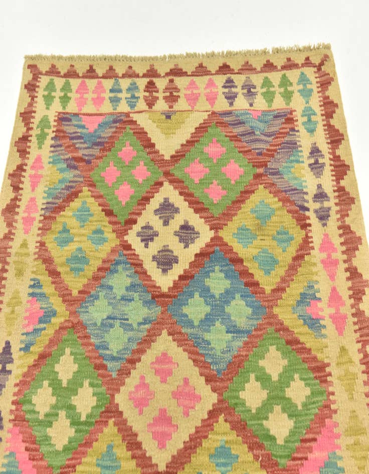 Detail image of 3' 6 x 5' 2  Hand Woven Kilim Maymana Wool Rug