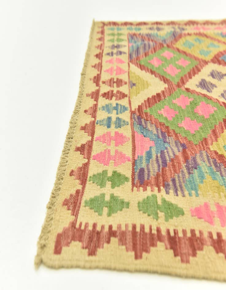 Detail image of 3' 6 x 5' 2  Hand Woven Kilim Maymana Wool Rug