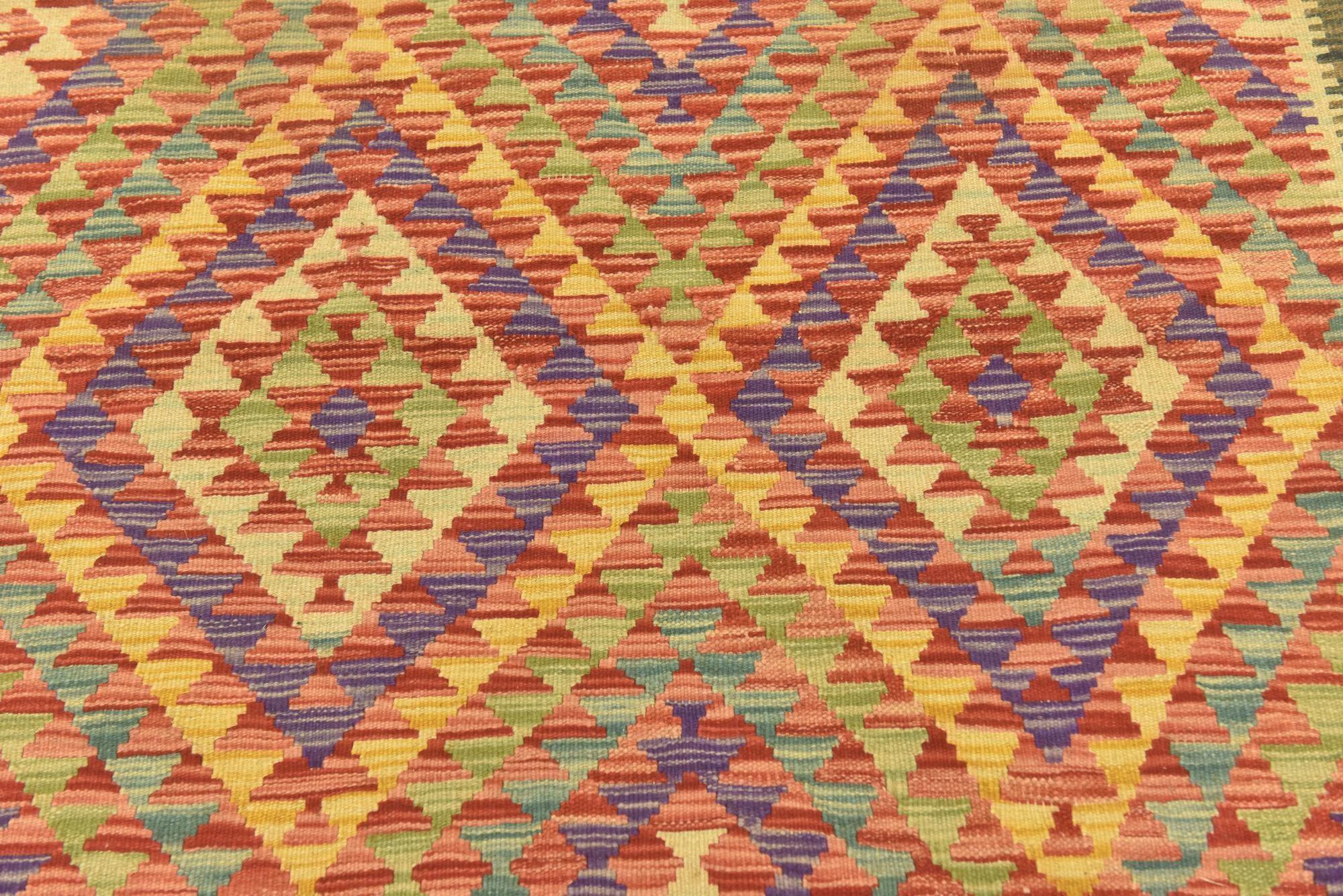 3' 6 x 4' 10 Hand Woven Kilim Maymana Wool Rug