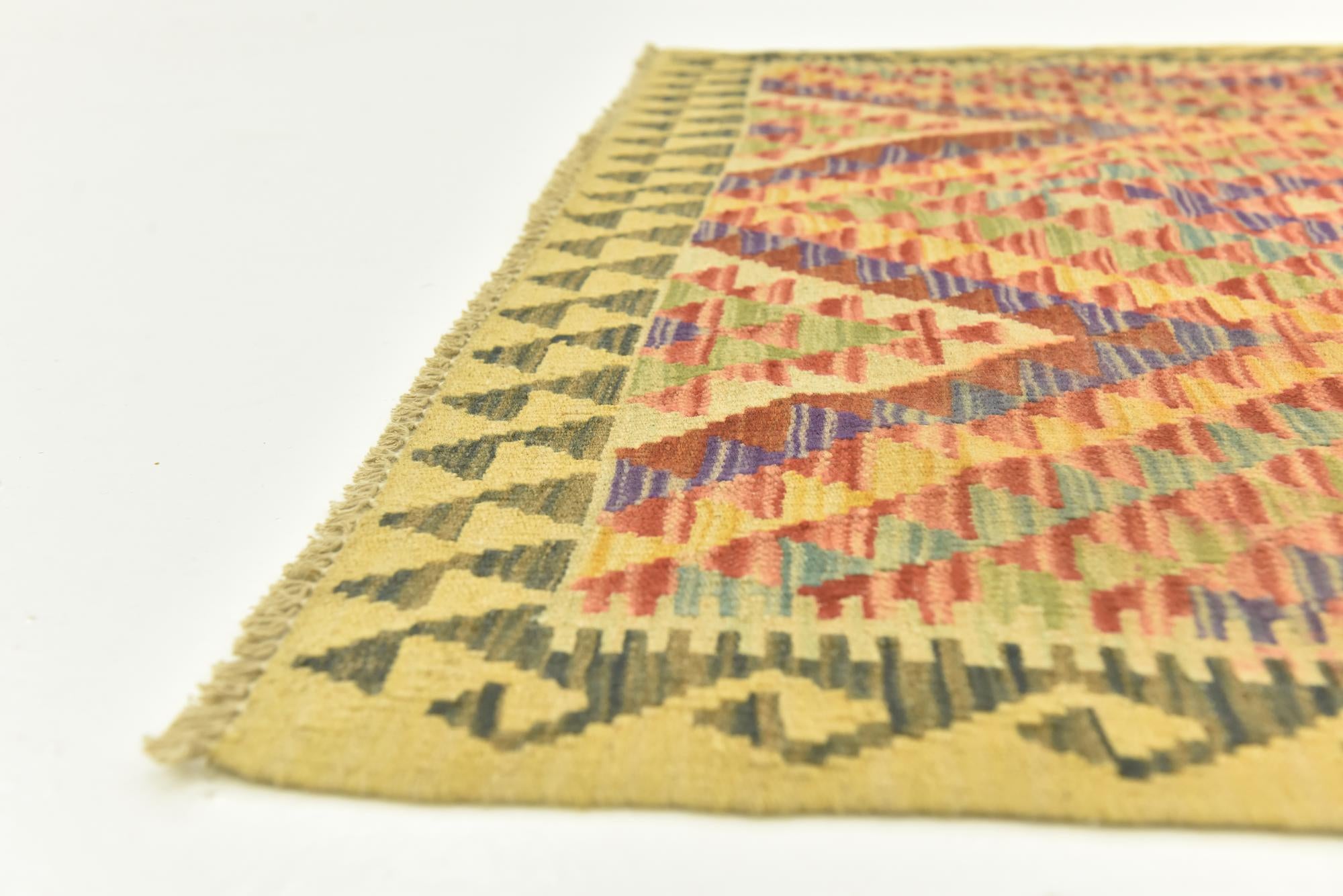 3' 6 x 4' 10 Hand Woven Kilim Maymana Wool Rug