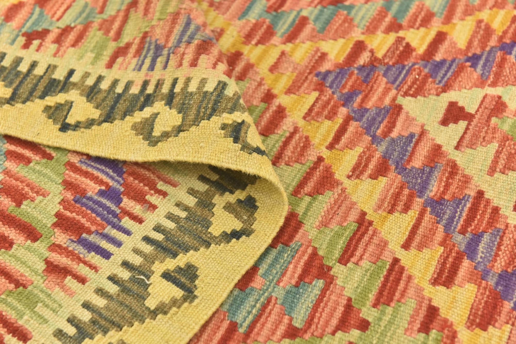 3' 6 x 4' 10 Hand Woven Kilim Maymana Wool Rug