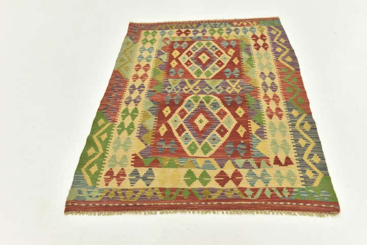 3' 5 x 5' Hand Woven Kilim Maymana Wool Rug