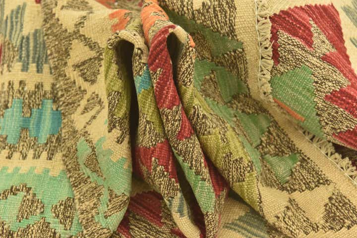 4' 10 x 6' 10 Hand Woven Kilim Maymana Wool Rug